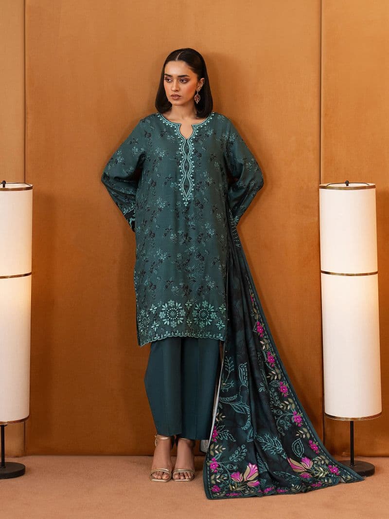 Embroidered Twill Viscose Suit - EWU5V20-32084-3P thumbnail