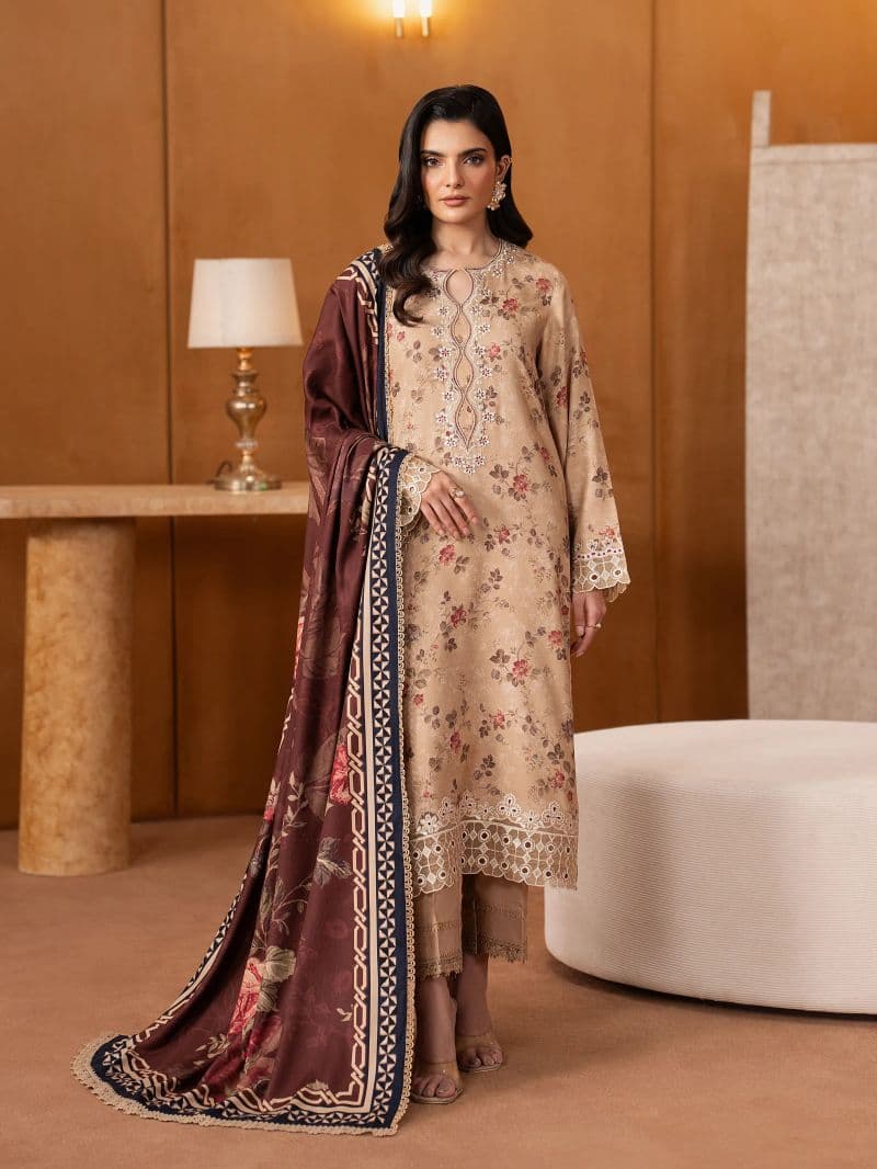 Embroidered Twill Viscose Suit - EWU5V20-32087-3P thumbnail