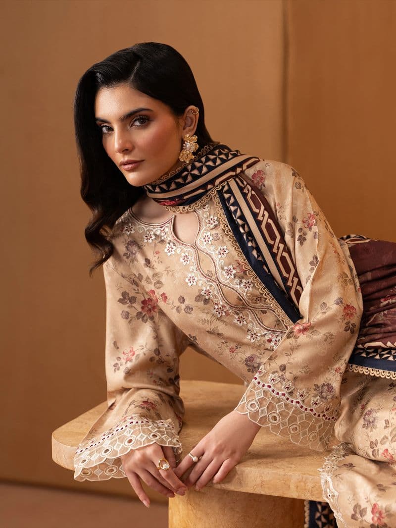 Embroidered Twill Viscose Suit - EWU5V20-32087-3P thumbnail