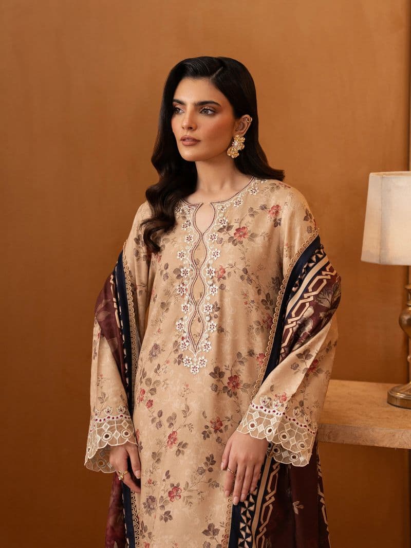 Embroidered Twill Viscose Suit - EWU5V20-32087-3P thumbnail