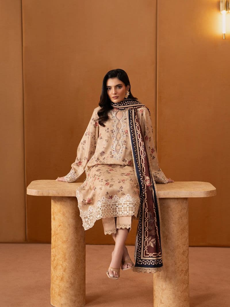 Embroidered Twill Viscose Suit - EWU5V20-32087-3P thumbnail