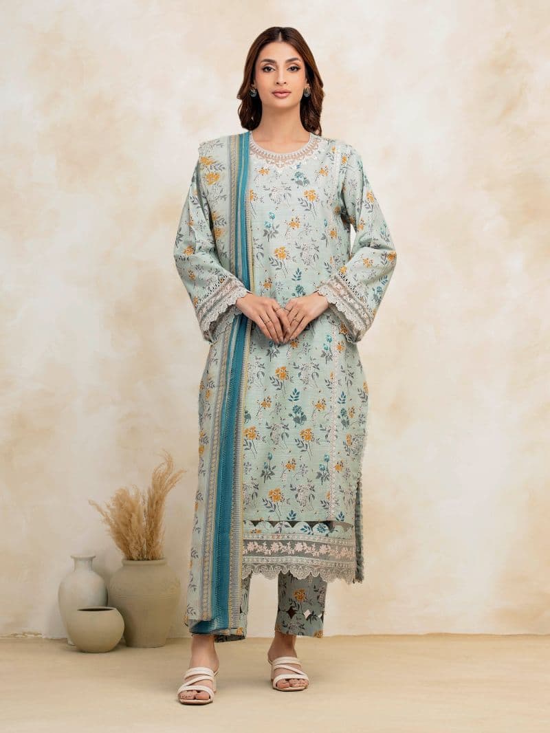 Embroidered Khaddar Suit - EWU5V12-30193-3P thumbnail