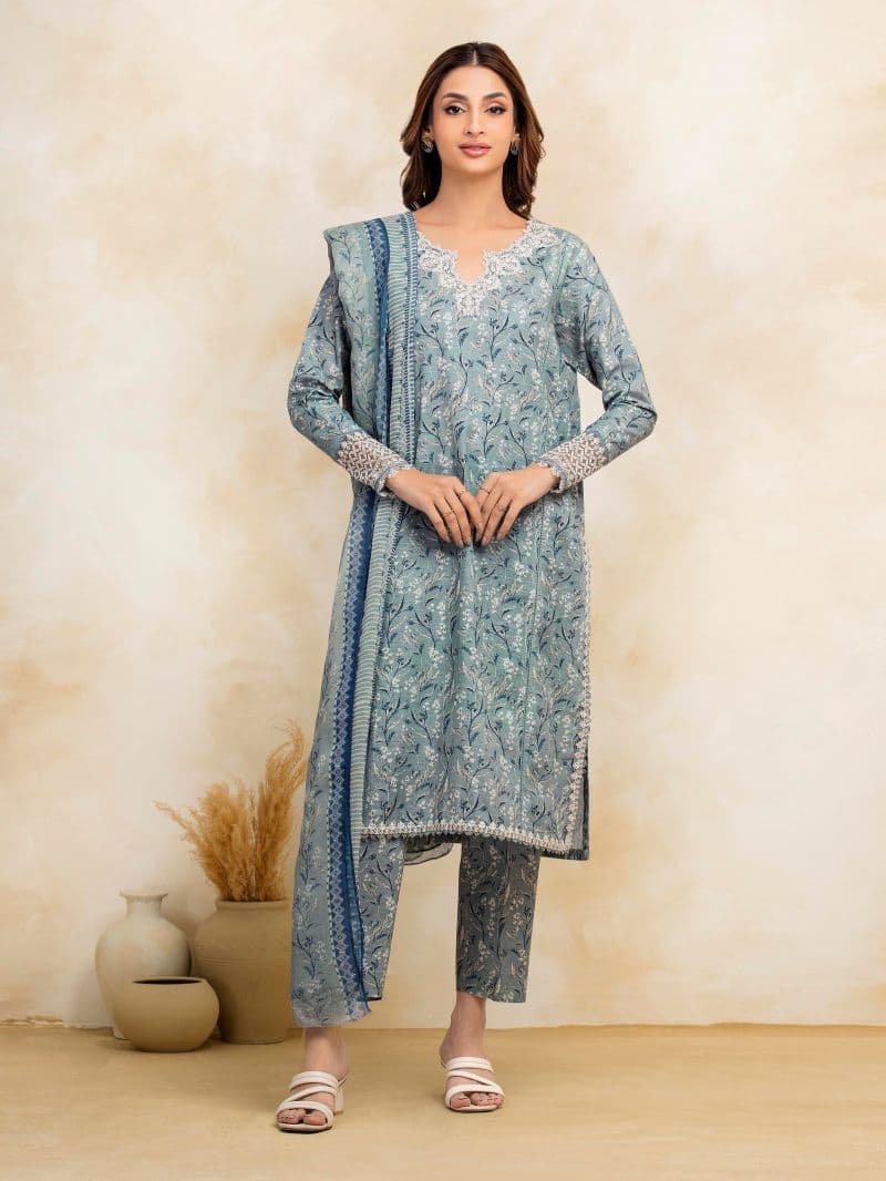 Embroidered Khaddar Suit - EWU5V11-30192-3P thumbnail