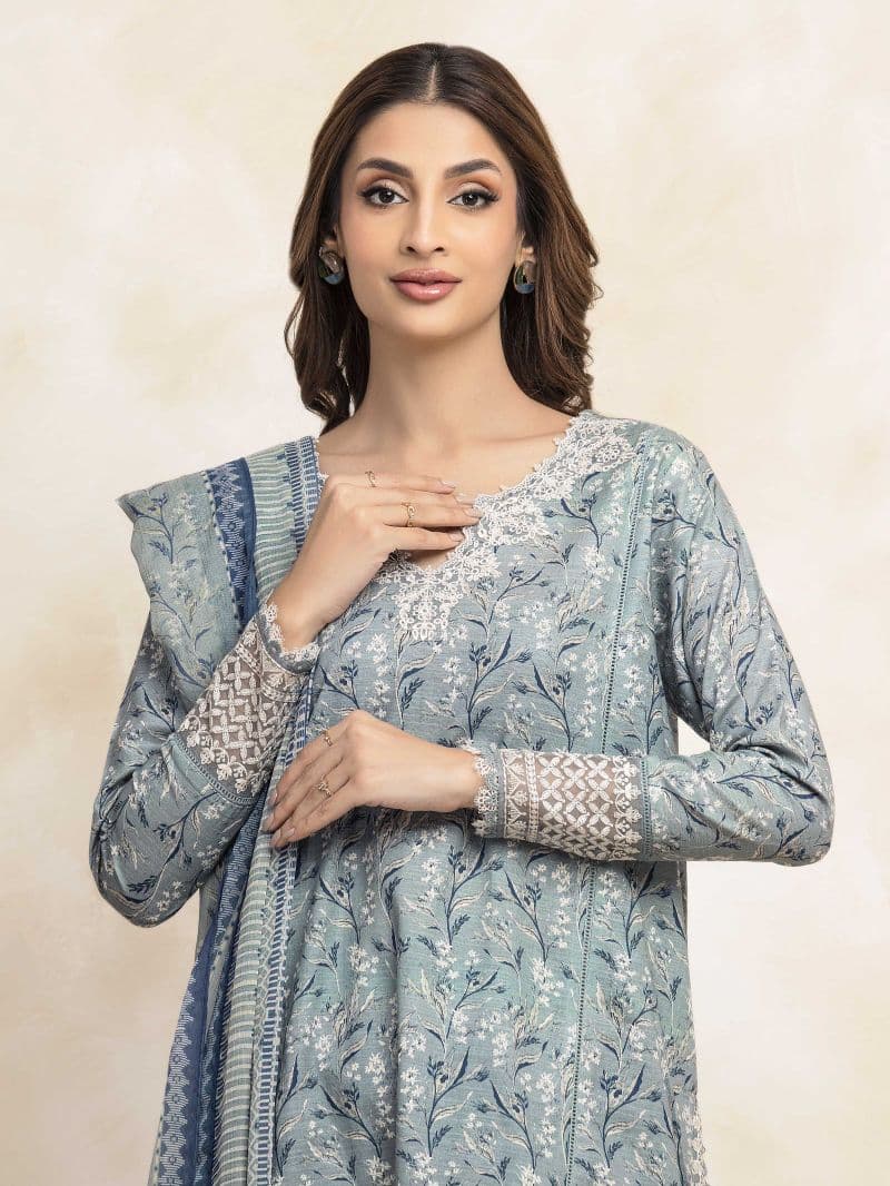 Embroidered Khaddar Suit - EWU5V11-30192-3P thumbnail