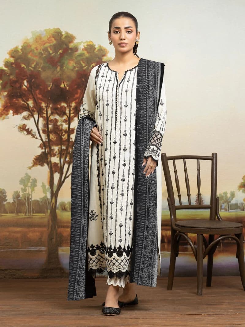 Embroidered Khaddar Suit - EWU24V11-30304-3P thumbnail