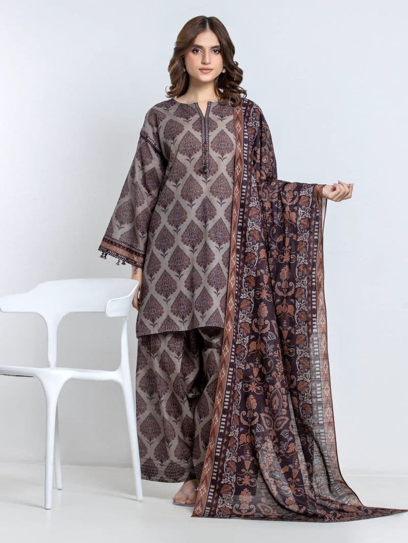 Printed Khaddar Suit - EWU6A3-37178-3P thumbnail