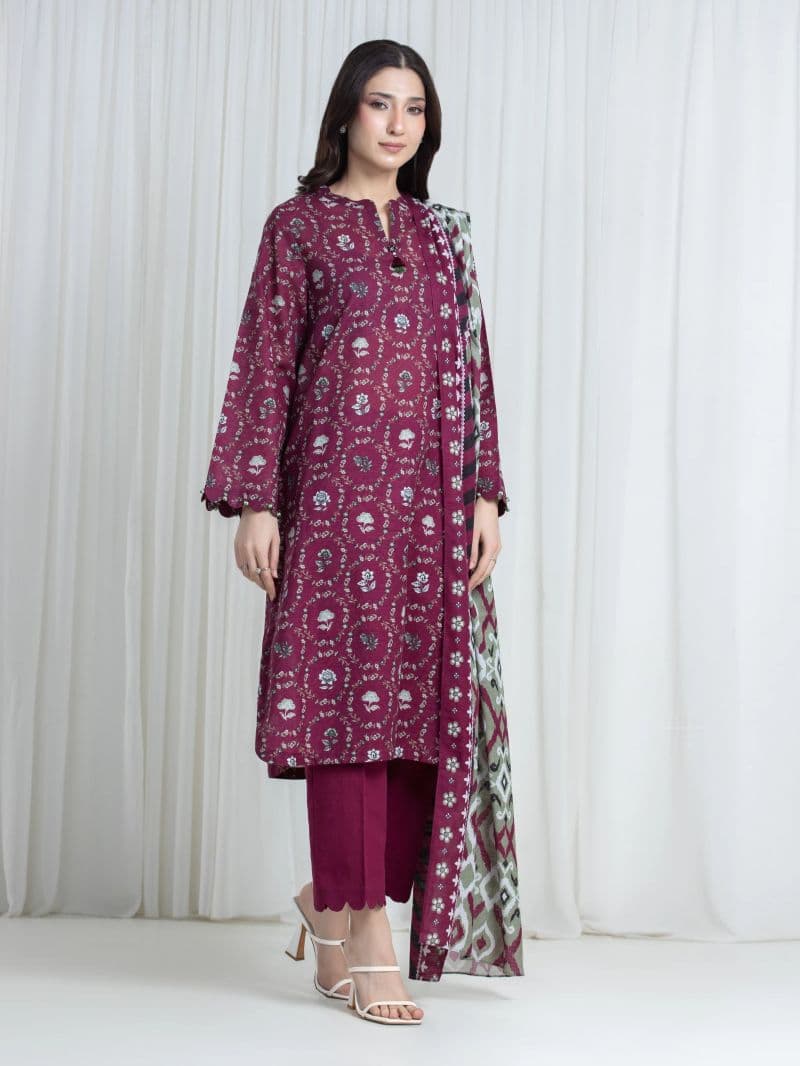 Printed Khaddar Suit - EWU6A3-37128-3P
