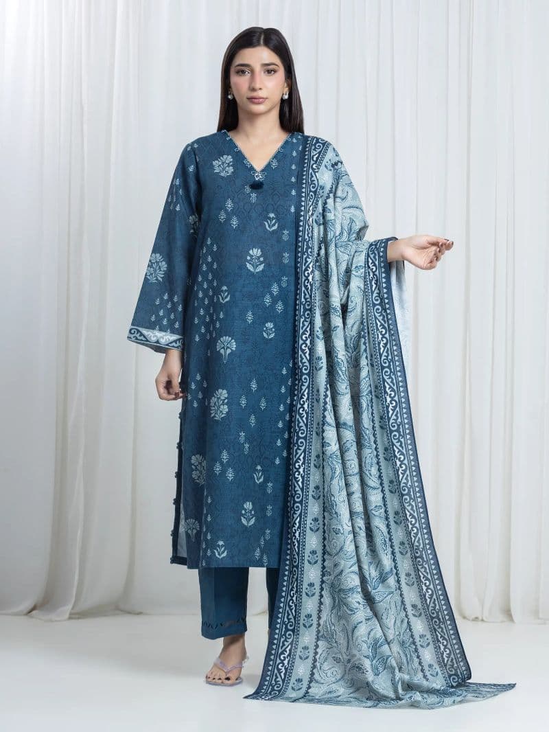 Printed Khaddar Suit - EWU6A3-37163-3P thumbnail