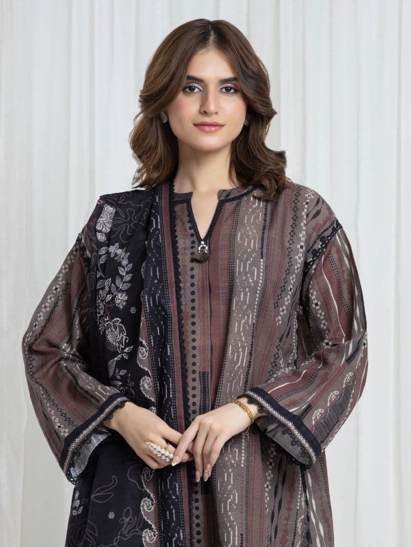Printed Khaddar Suit - EWU6A3-37095-3P thumbnail