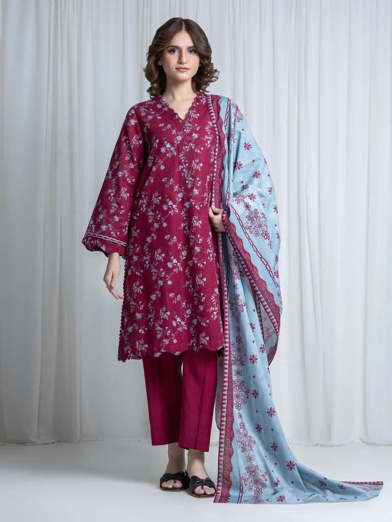 Printed Khaddar Suit - EWU6A3-37050-3P