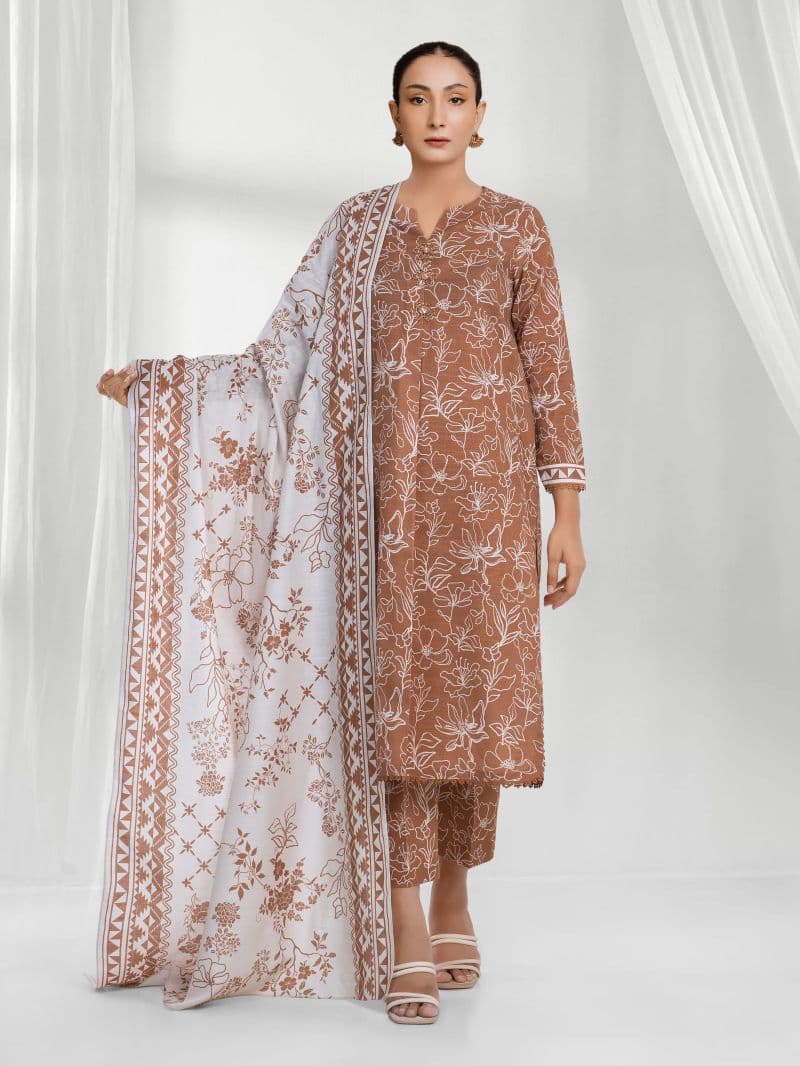 Printed Khaddar Suit - EWU6A3-37192-3P thumbnail