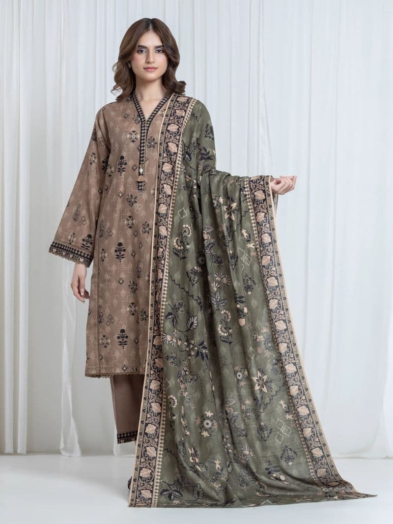 Printed Khaddar Suit - EWU6A3-37101-3P
