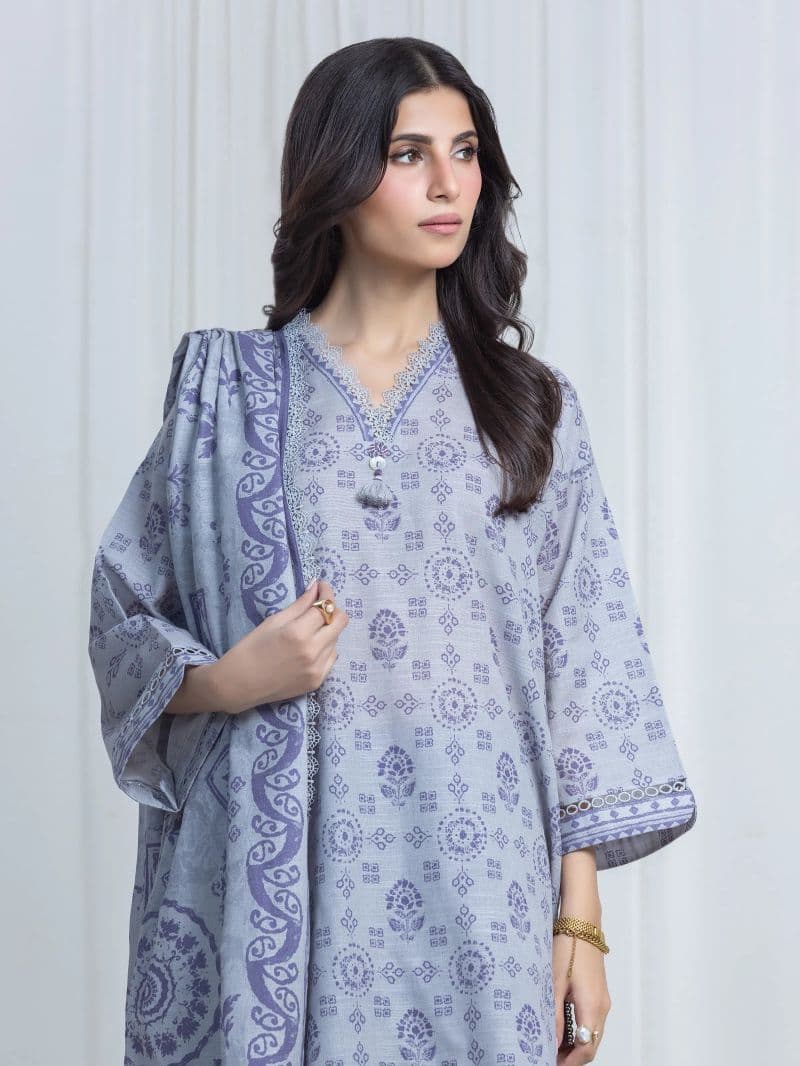 Printed Khaddar Suit - EWU6A3-37203-3P