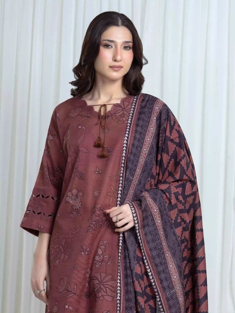 Printed Khaddar Suit - EWU6A3-37115-3P thumbnail