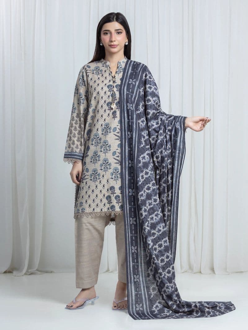Printed Khaddar Suit - EWU6A3-37108-3P thumbnail