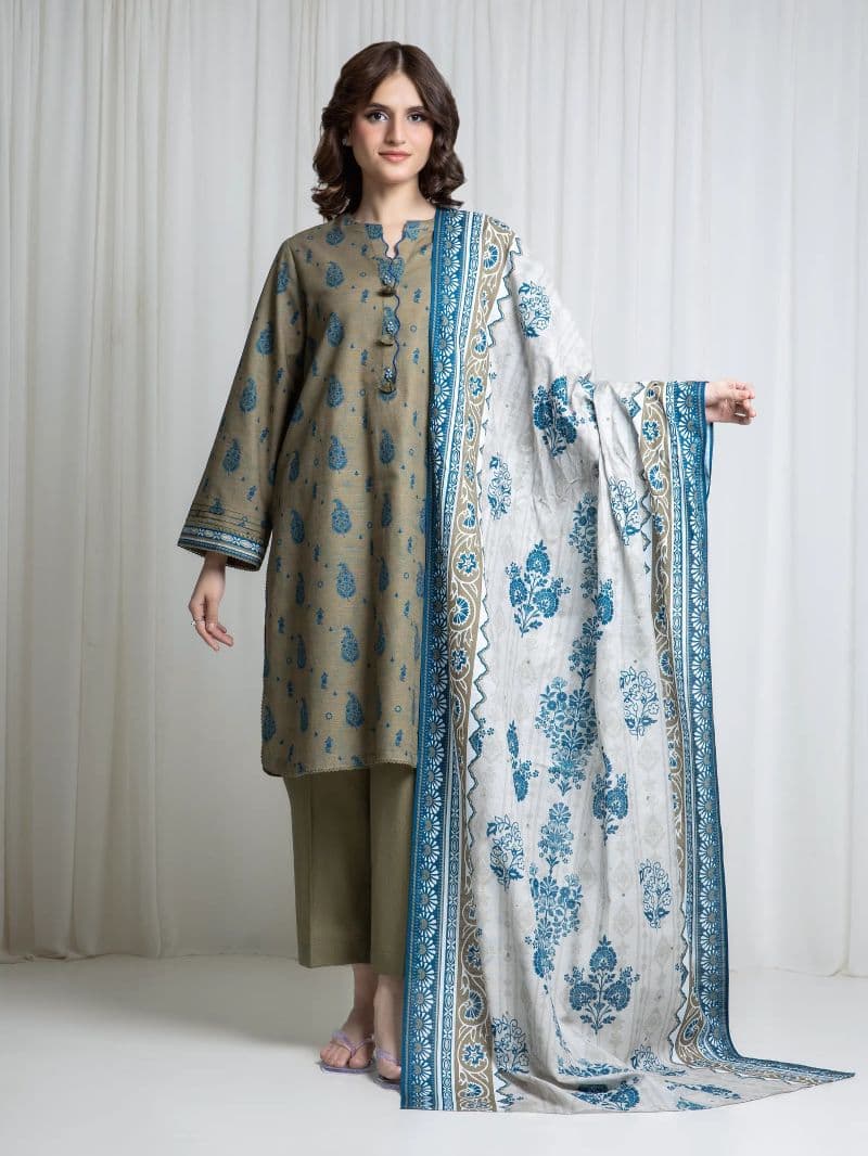 Printed Khaddar Suit - EWU6A3-37062-3P thumbnail