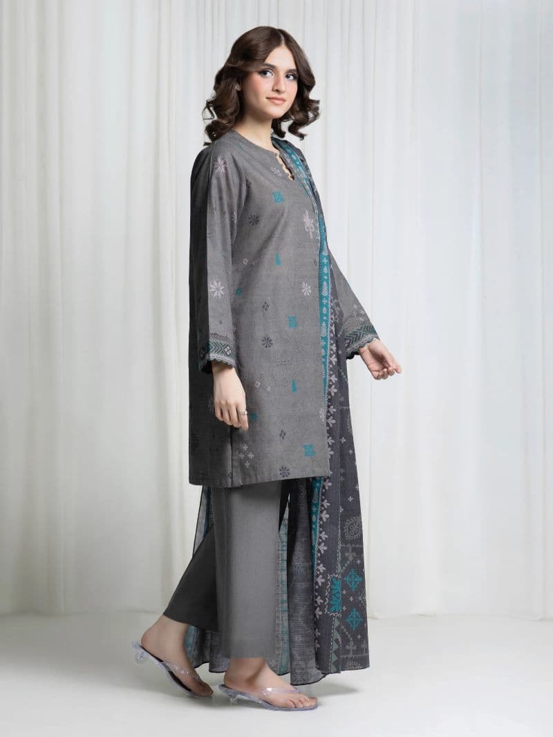 Printed Khaddar Suit - EWU6A3-37046-3P