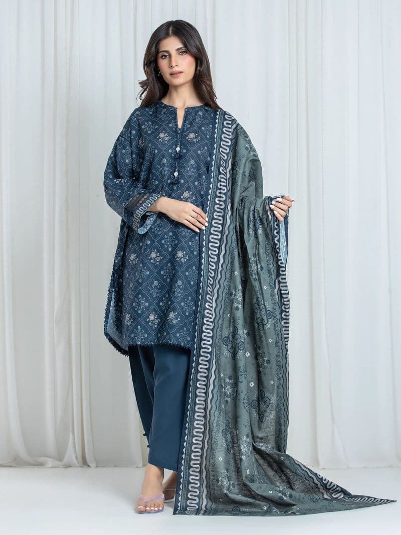 Printed Khaddar Suit - EWU6A3-37061-3P thumbnail