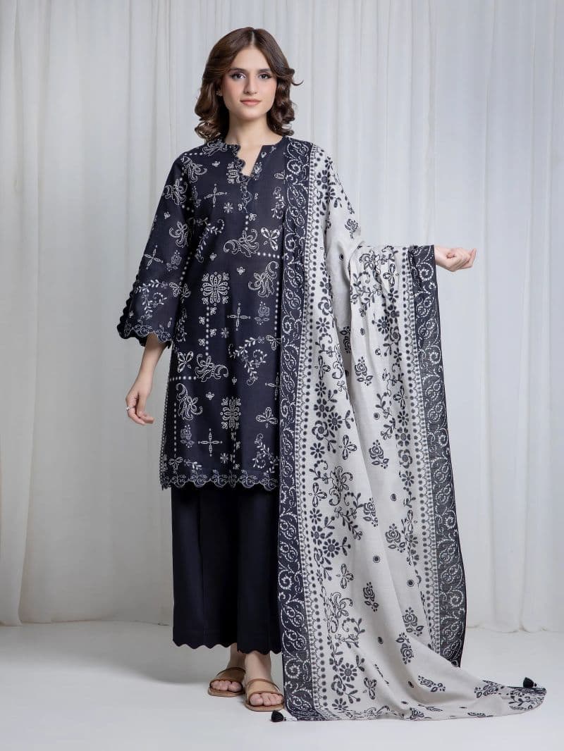 Printed Khaddar Suit - EWU6A3-37042-3P thumbnail