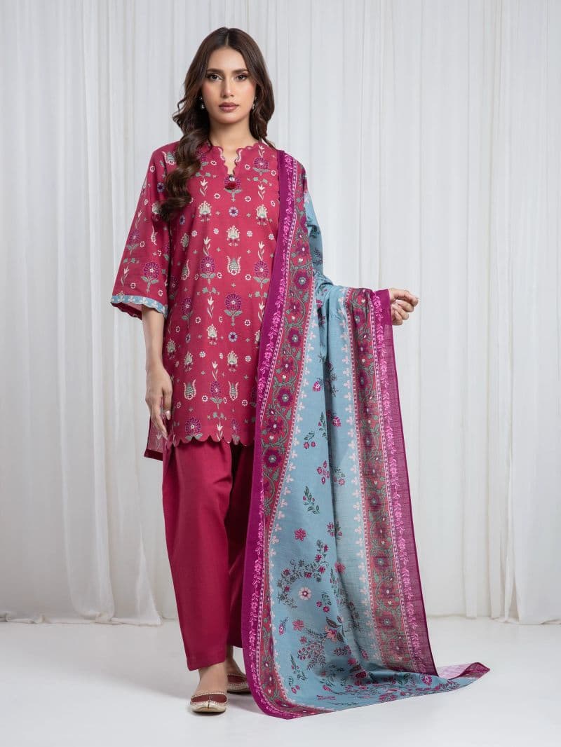 Printed Khaddar Suit - EWU6A3-37086-3P