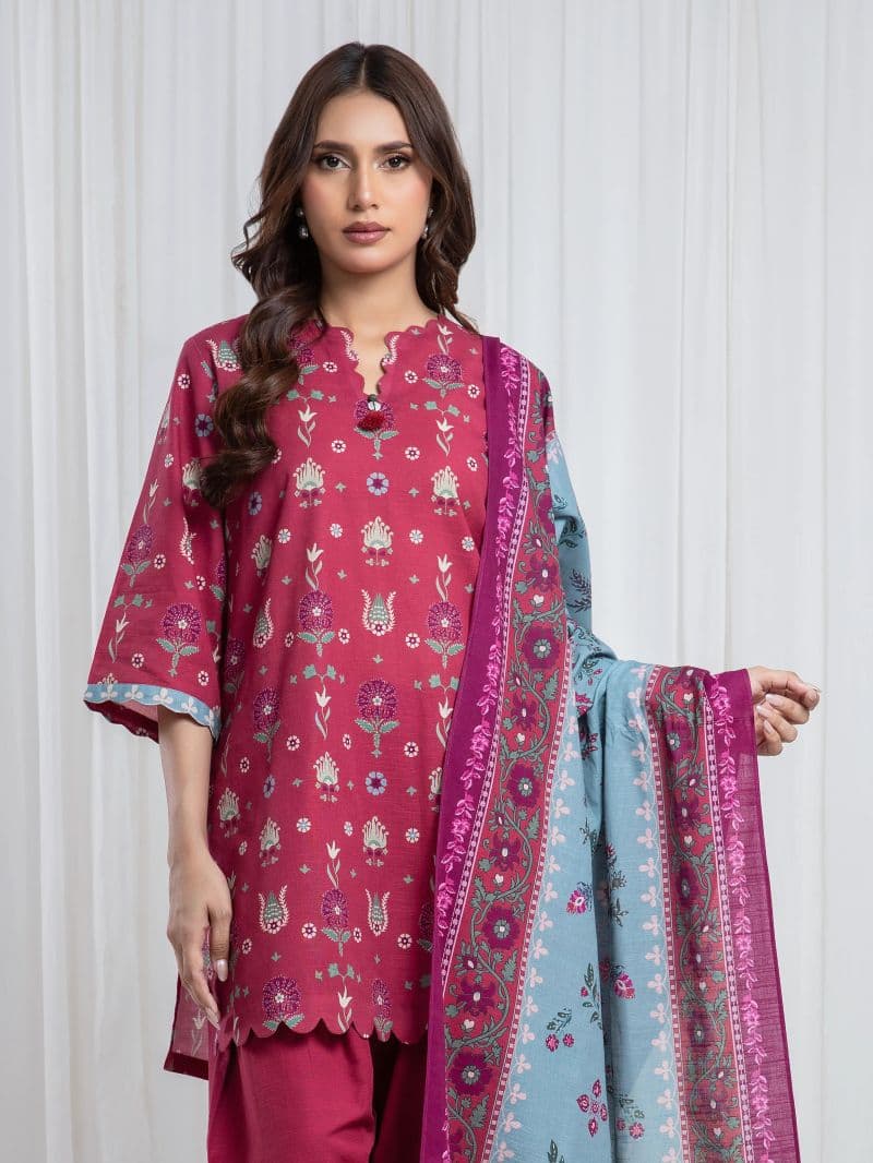 Printed Khaddar Suit - EWU6A3-37086-3P