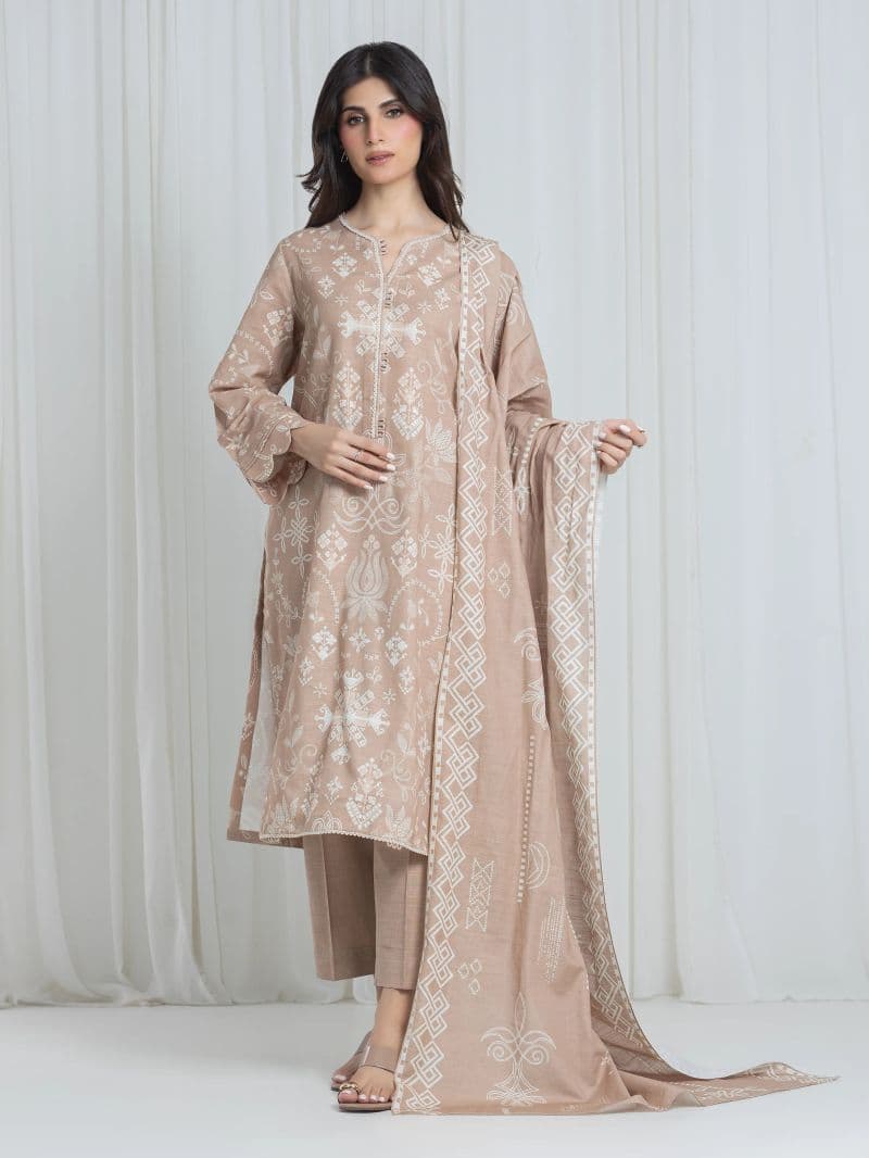 Printed Khaddar Suit - EWU6A3-37072-3P thumbnail