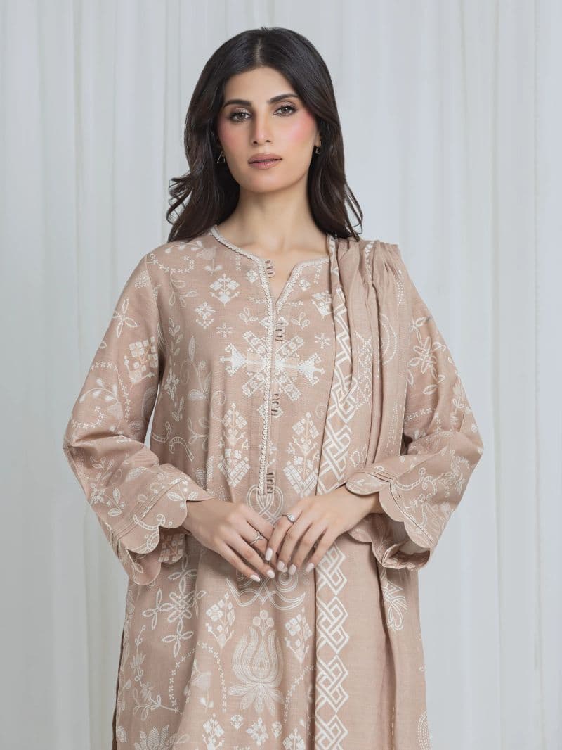 Printed Khaddar Suit - EWU6A3-37072-3P thumbnail