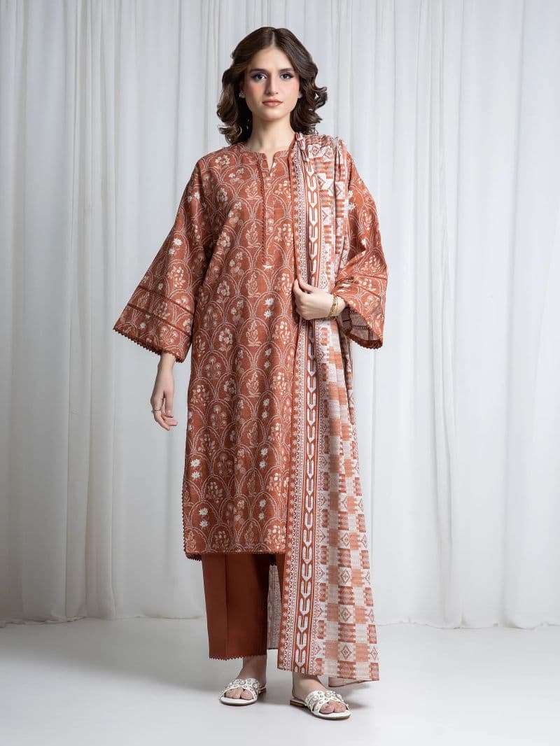 Printed Khaddar Suit - EWU6A3-37049-3P