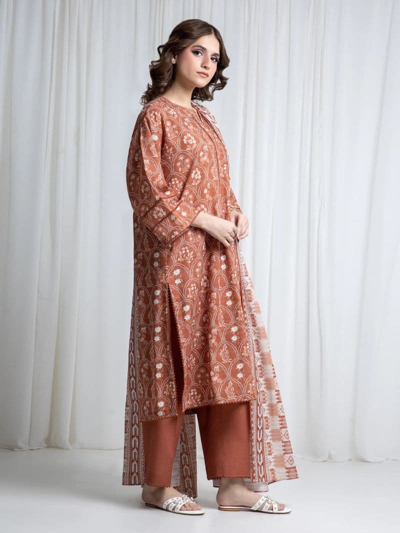 Printed Khaddar Suit - EWU6A3-37049-3P
