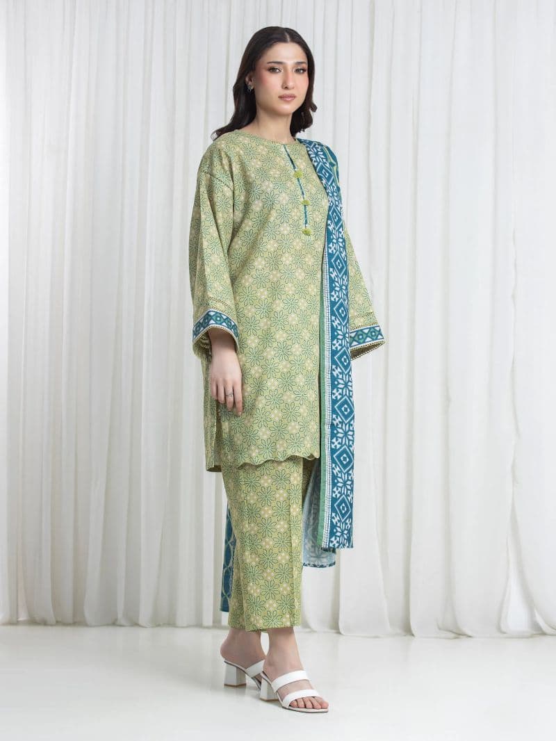 Printed Khaddar Suit - EWU6A3-37185-3P
