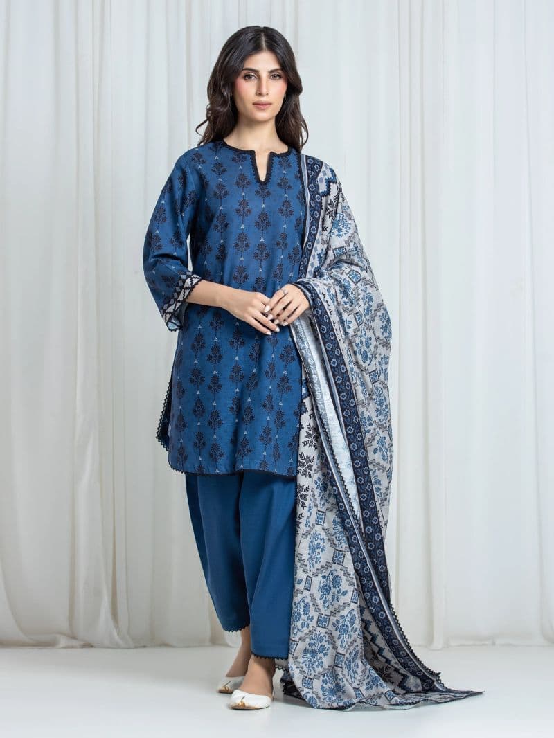 Printed Khaddar Suit - EWU6A3-37075-3P