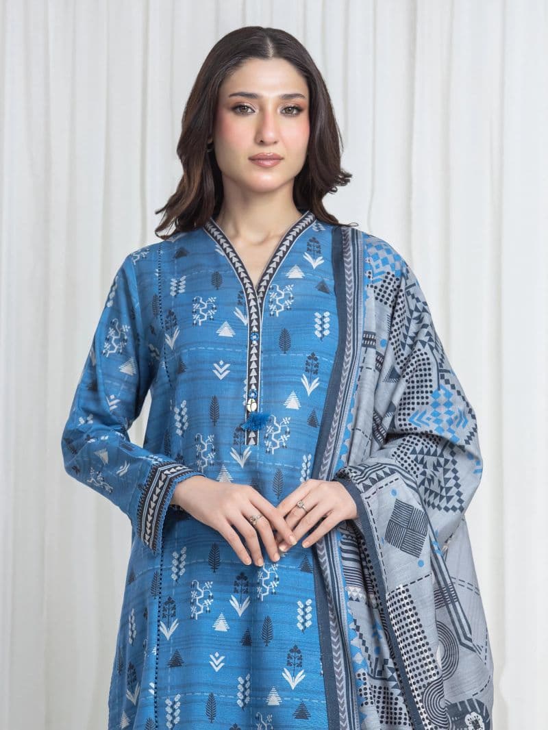 Printed Khaddar Suit - EWU6A3-37183-3P thumbnail