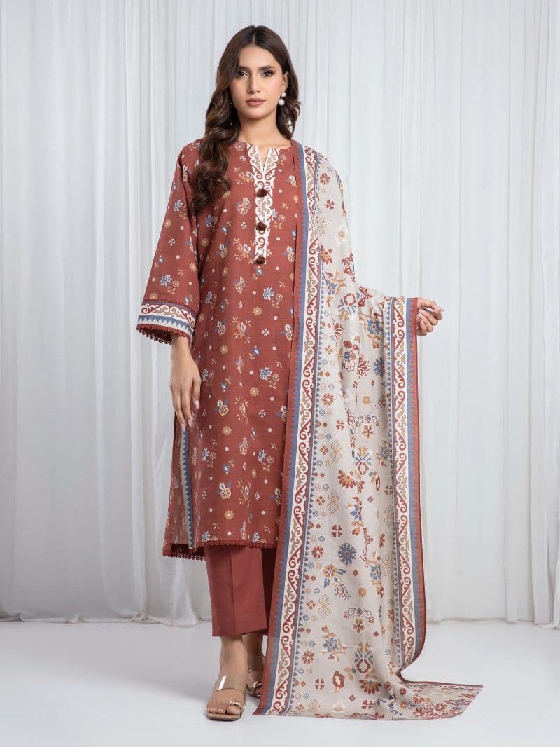 Printed Khaddar Suit - EWU6A3-37080-3P