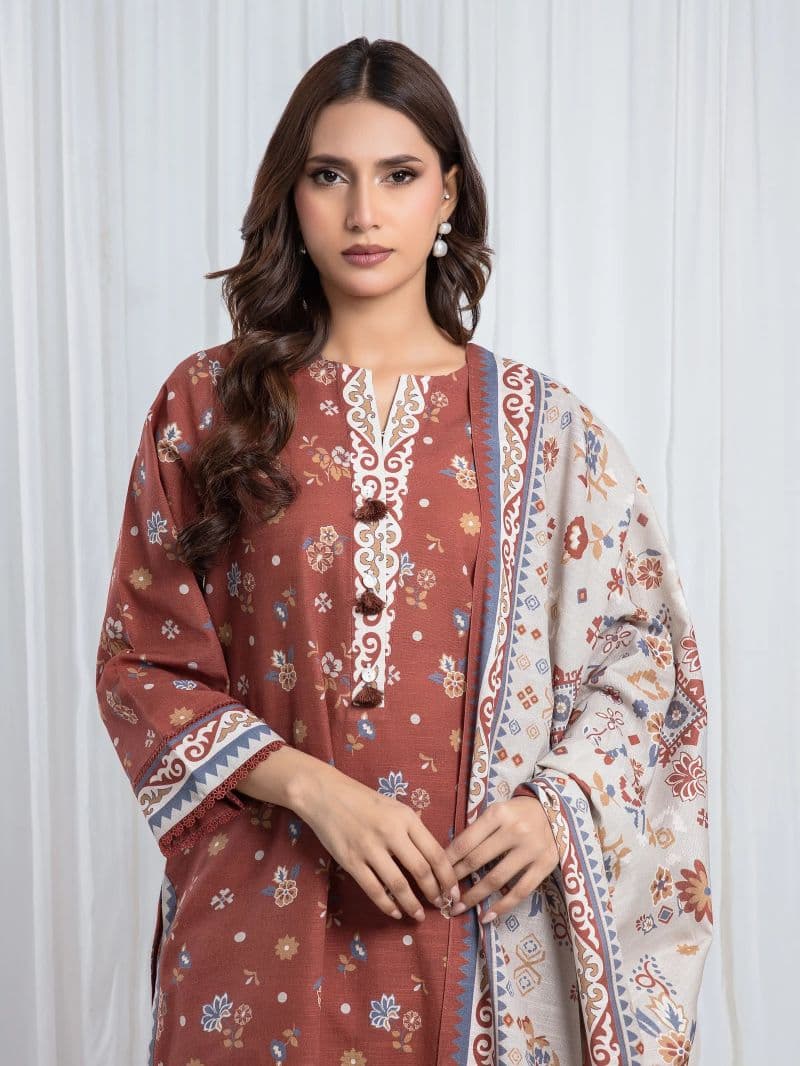 Printed Khaddar Suit - EWU6A3-37080-3P