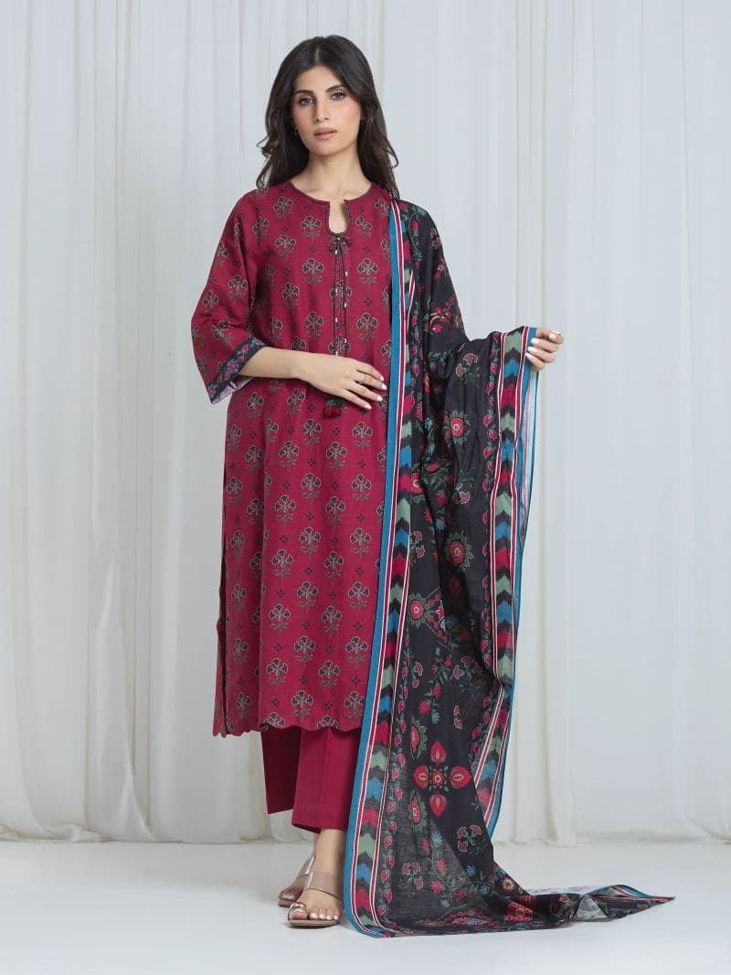 Printed Khaddar Suit - EWU6A3-37069-3P