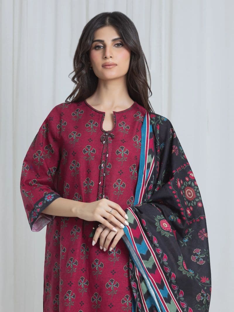 Printed Khaddar Suit - EWU6A3-37069-3P