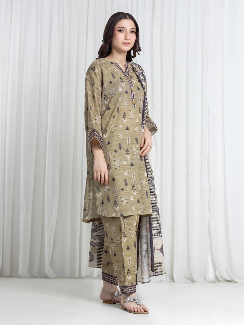 Printed Khaddar Suit - EWU6A3-37182-3P