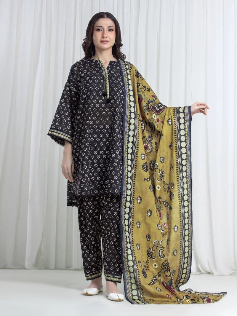 Printed Khaddar Suit - EWU6A3-37181-3P thumbnail
