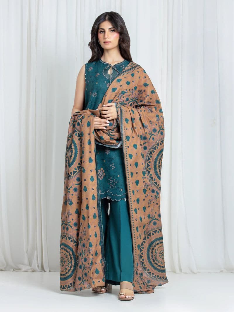 Printed Khaddar Suit - EWU6A3-37045-3P thumbnail
