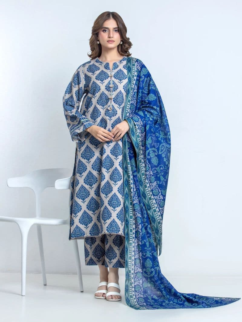 Printed Khaddar Suit - EWU6A3-37177-3P thumbnail