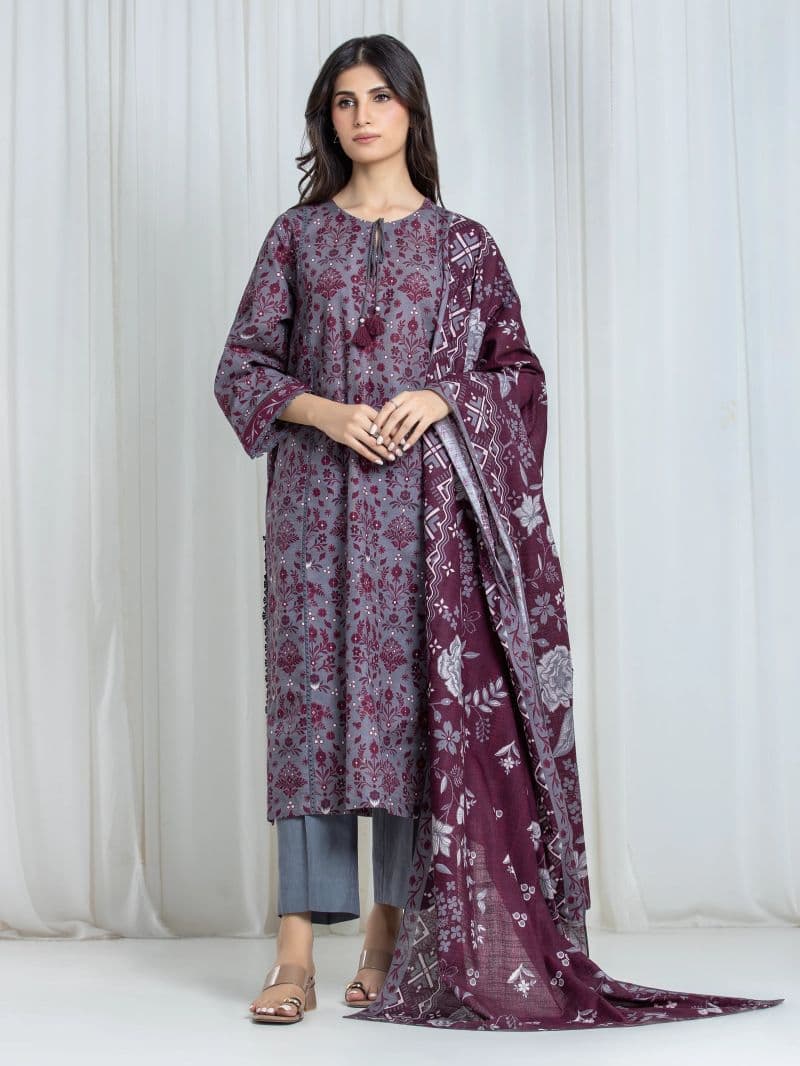 Printed Khaddar Suit - EWU6A3-37055-3P