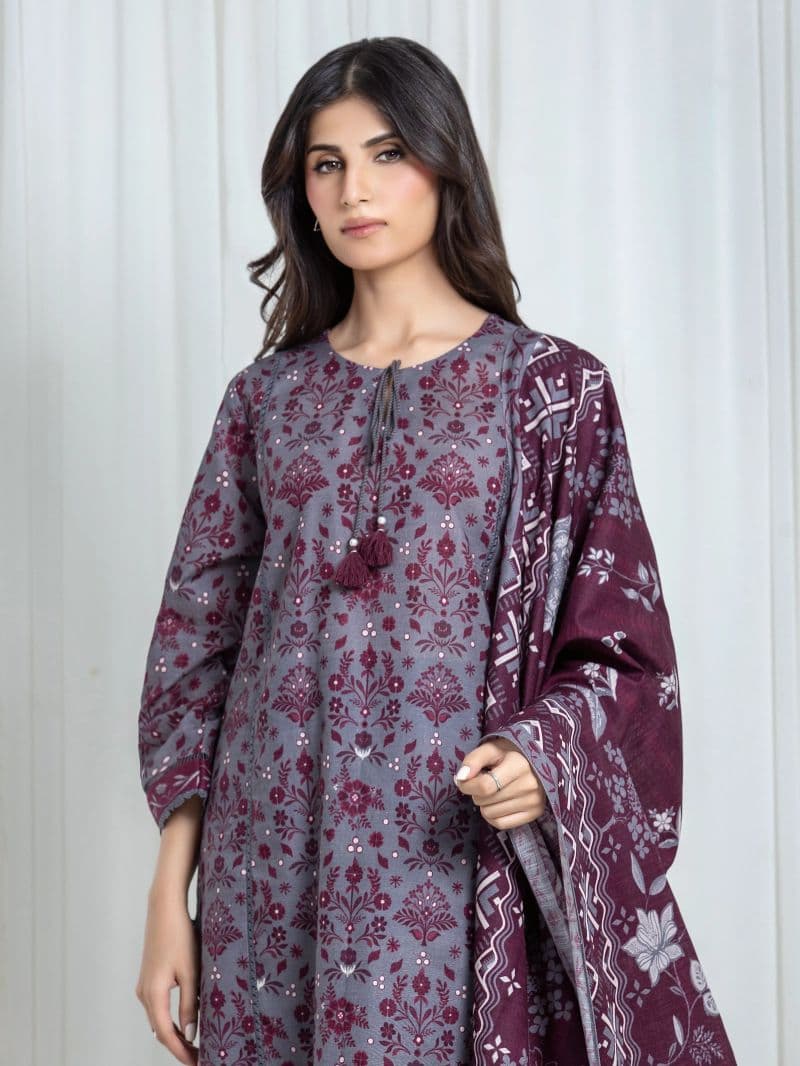 Printed Khaddar Suit - EWU6A3-37055-3P