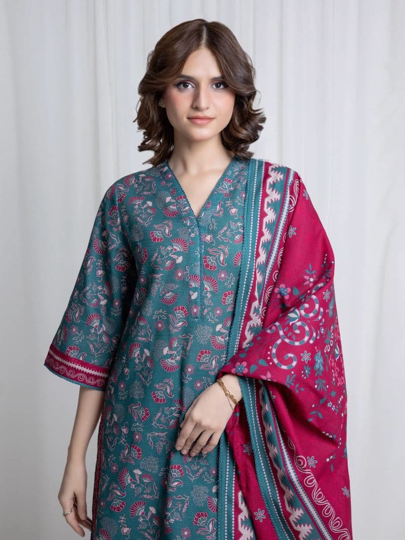 Printed Khaddar Suit - EWU6A3-37043-3P thumbnail
