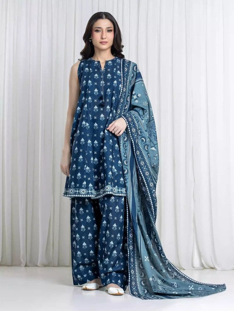 Printed Khaddar Suit - EWU6A3-37176-3P