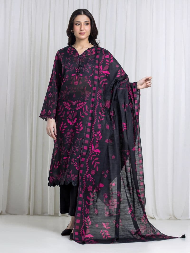 Printed Khaddar Suit - EWU6A3-37121-3P