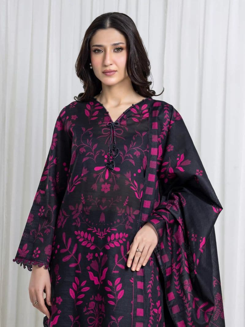 Printed Khaddar Suit - EWU6A3-37121-3P