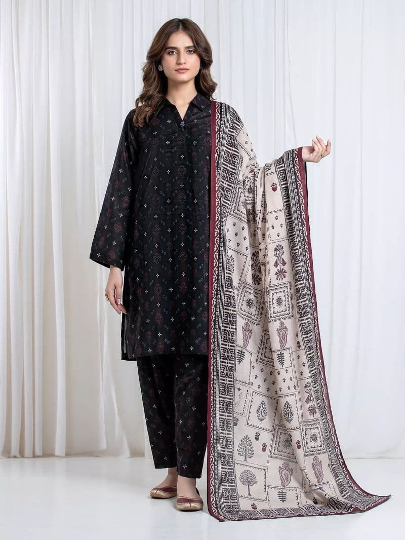 Printed Khaddar Suit - EWU6A3-37179-3P thumbnail