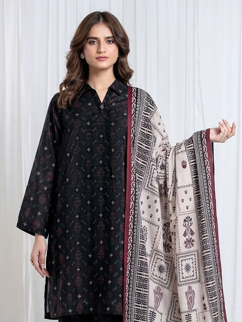 Printed Khaddar Suit - EWU6A3-37179-3P thumbnail