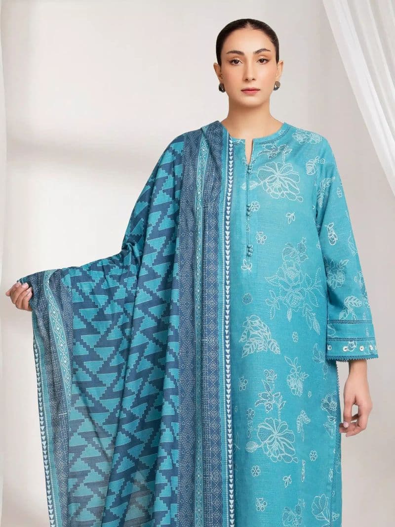 Printed Khaddar Suit - EWU6A3-37116-3P