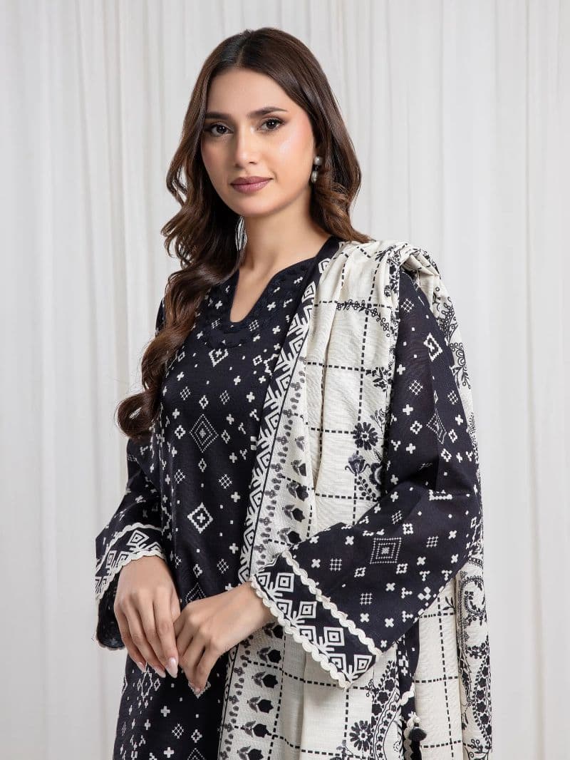 Printed Khaddar Suit - EWU6A3-37085-3P thumbnail